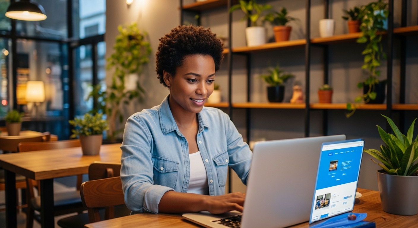 Small business owner building website with HiSite.ai